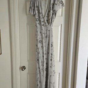 BHLDN Dress, size 4 to 6, dove gray with beading and clear stones